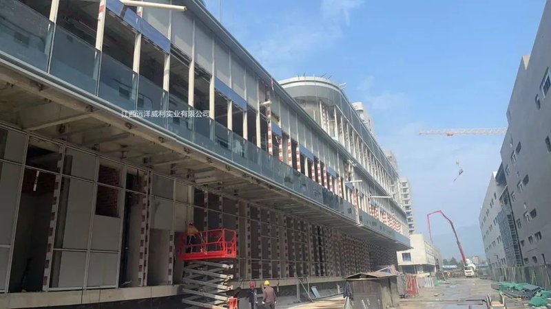 Case of Glass Curtain Wall Fireproof Lining Board: Hikvision Robot Intelligent Manufacturing Tonglu Base