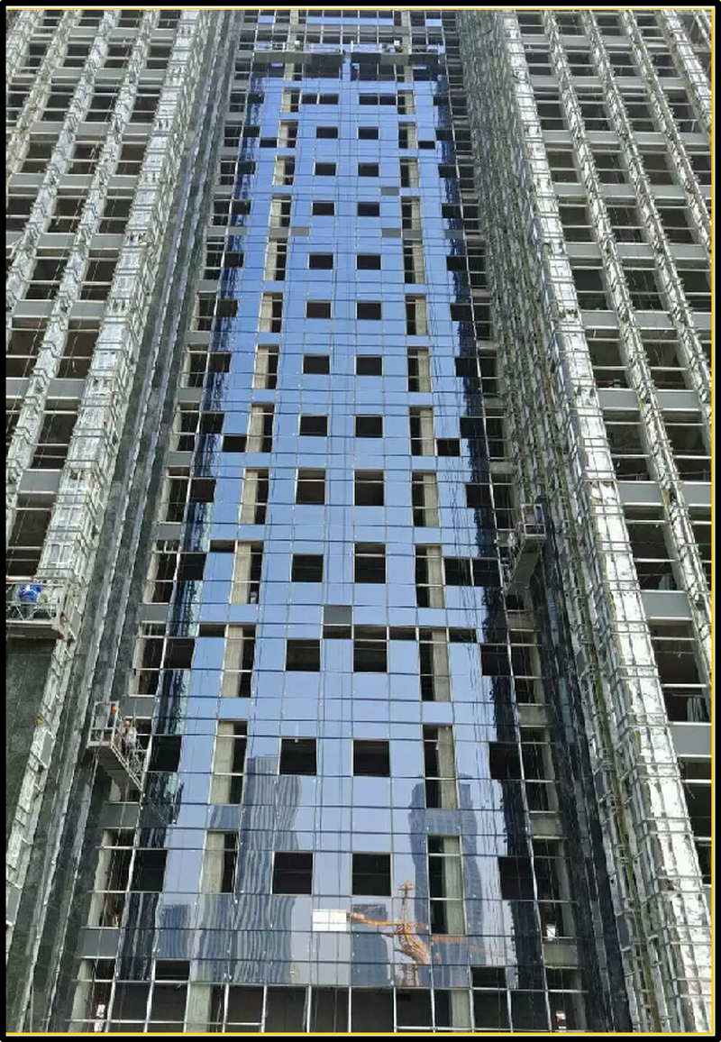 Case of Glass Curtain Wall Fireproof Lining Board: Hikvision Robot Intelligent Manufacturing Tonglu Base