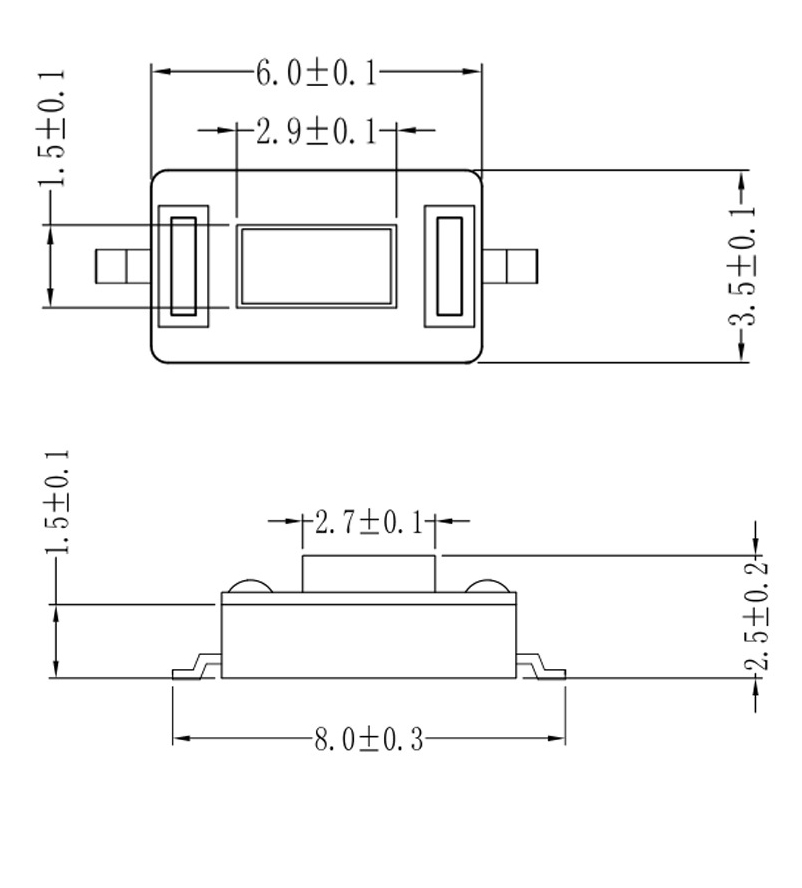 现货3*6*2.5平盖轻触开关 正按两脚贴片3*6按键开关白头编带
